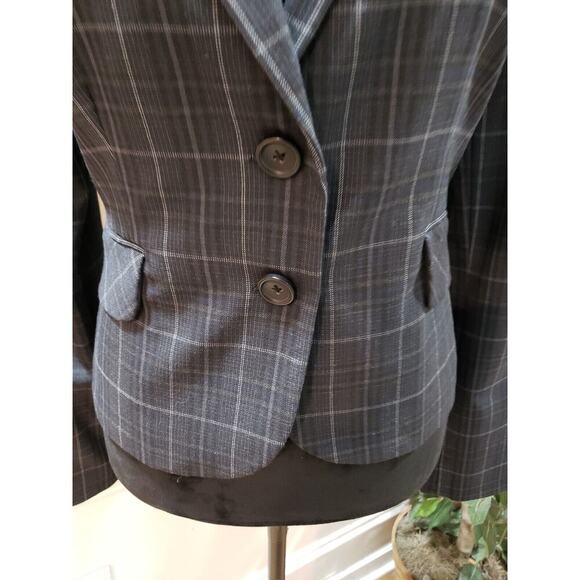 Express Design Studio Women Gray Plaid Single Breasted Two Button Blazer Size 10 - Picture 3 of 13